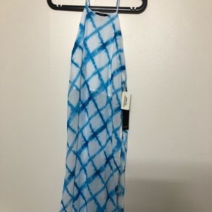 Long blue and white dress